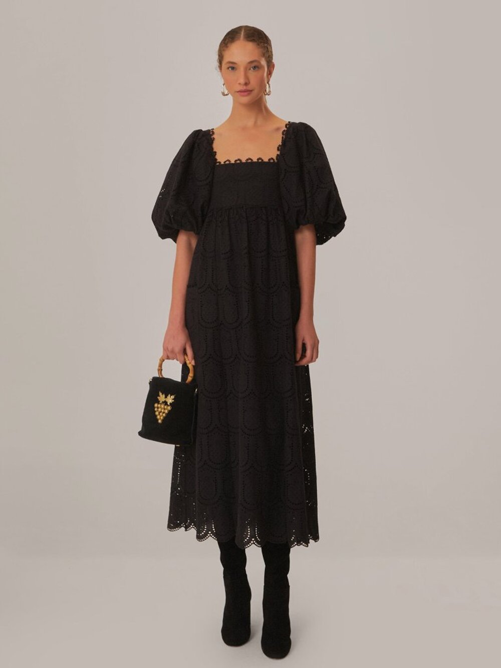 Black Eyelet Maxi Dress Farm Rio Size Small